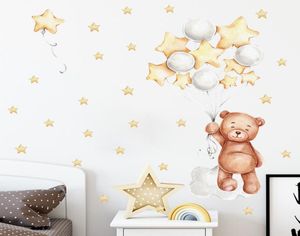 Naklejki ścienne noszą gwiazdy balonowe kreskówka dziecięca pokój dziecięcy dekoracja domowa tapeta w salonie sypialnia naklejka do pokoju dziecinnego 3035921