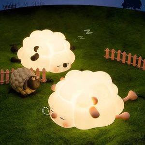 Nattlampor LED Söt får nattljus USB SILICONE NIGHT LAMP RADDERABLE Touch Sensor Nightlight Panda Rabbit Lamp för barn sovrumsdekor yq231127