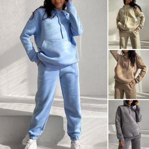 レディースツーピースパンツレディフォールトラックスーツ居心地の良いパーカーセット温かいスタイリッシュな服装秋/冬の豪華なプルオーバーエラスティックウエストポケット