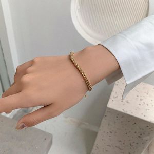 Bracelets de link Cadeia de 18 kgp de aço inoxidável para mulheres puxam femme de tornozelo de cinto de tecido durante toda a temporada