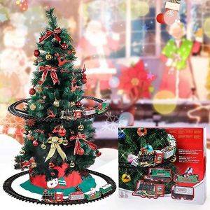 Diecast Model Battery Operate Railway Train med Sound Light Car Toys Christmas Tree Decoration Track Electric For Kids 231124