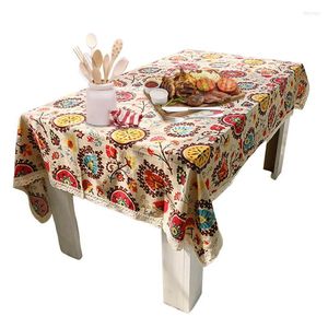 Table Cloth Bohemian Tablecloth Rectangular Floral Ptotection Cover Anti-Dust Dining For Picnic Camping Kitchen Party