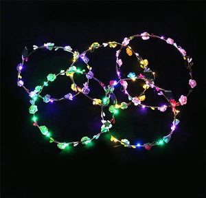 LED LED LIGHT Lights Strings Flower Crown Opaski na głowę Światła włosy Wreństwa Fryzjer Garlands Kobiety świąteczne impreza Wewnienia 251A469487835