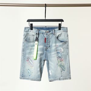 Shorts Fashion Jeans Hochwertige Jeans Distressed Ripped Biker Pants Slim Fit Motorrad Denim Hose