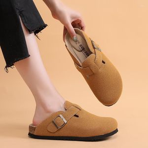 Closed Cork 481 Women Toe Slippers Outside COSMAGIC Casual Buckle Non-slip Comfortable Nubuck Leather Slide Shoe 881 508