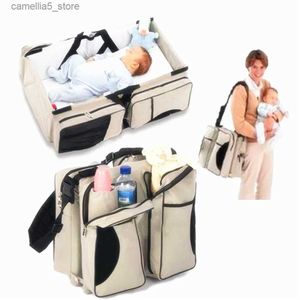 Diaper Bags Baby Folding Bed Mommy Bag Portable One Shoulder Mommy Bag Multi functional Large Capacity Bed Q231127