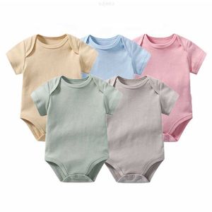 Set di abbigliamento Servizio Oem personalizzato Fabbrica Tutina per neonato Gots 100% cotone organico Tinta unita Bambino Manica corta Abbigliamento unisex Pagliaccetto Tutina