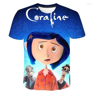 Homens Camisetas Verão Coraline T-shirts Dos Desenhos Animados Anime 3D Imprimir Homens Mulheres Casual Moda Oversized Camisa de Manga Curta Crianças Tees Tops Roupas