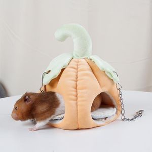 Cages Hamster House Double Hole Design Guinea Pig Cage Pumpkin Shaped Squirrel Hanging Hammock Toys Bed Nest Halloween Pet Supplies