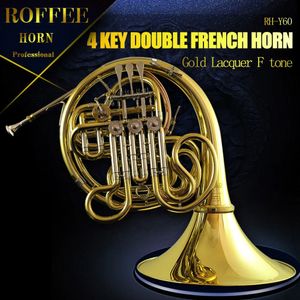 Roffee Y60 Senfoni Orkestrası Pirinç Altın Lake F Tone Bb 4 Anahtar Çift Fransızca Boynuz