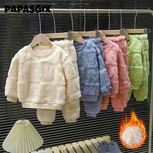 Pijamas 110 anos crianças pijama conjunto quente outono inverno sleepwear para crianças meninos meninas engrossado homewear roupas de bebê de pelúcia 231127