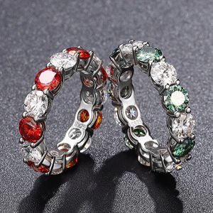 7 colori per le opzioni Anello di gioielli affascinante Anello in argento sterling 925 con superamento della prova Anello con diamante Moissanite da 5 mm per uomo Donna Bel regalo Taglia 5-9