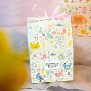 Confezione regalo pratica scatola colorata pasquale stampa trasparente biscotto al cioccolato stampato con nastro decorativo