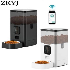 Besleme ZKYJ 4L Otomatik Pet Besleyici Kedi Yemek Dispenser Aksesuarlar Uzaktan Kumanda Kediler İçin Akıllı Wifi Otomatik Besleyici Pet Kuru Yemek