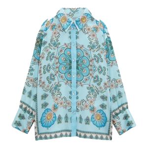 Shirts 2022 New Women Fashion Youth Floral Print Loose Drape Blouse Vintage Long Sleeve Button Blouse Blusas Chic Top