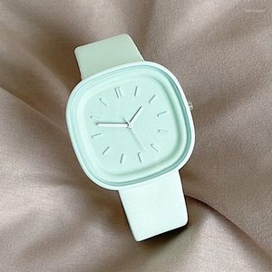 Relógios de pulso 2023 Fashion Square Watch Women Green Watches Casual Leather Band Quartz Laides Gifts