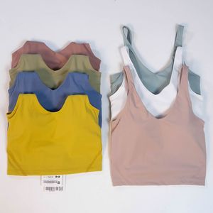 llu align yoga tank top top top top top yoga outfit u bra summer sexy tシャツビルトインチェストパッドスポーツブラジムノースリーブフィットネスヨガファッションベスト複数の色