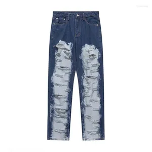 Calças masculinas Hip Hop rasgou S Harajuku Retro retro angustiado Button lavado Homens casual masculino Jeans Jeans Jeans Jeans Jeans