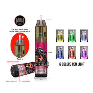 Orijinal Magic Dragon 7000 Puflar Tek Kullanımlık E Sigara Vape Cihaz Başlangıç ​​Kiti 850mAh Pil 16ml Ön Pod Kalem Otantik Toptan