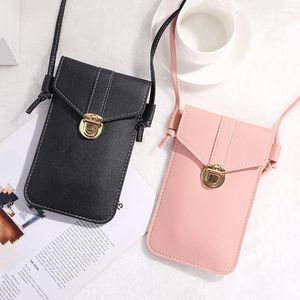 Wallets Retro Versatile Simple Mobile Bag Wallet Women's PU Chain Messenger Small Flip Mini Shoulder Buckle