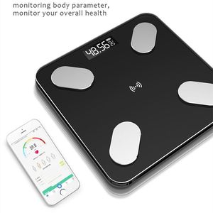 Ölçekler Vücut Yağ Ölçeği Akıllı BMI Ölçeği LED Dijital Banyo Kablosuz Ağırlık Ölçeği Dengesi Bluetooth App Android ios