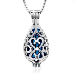 Pendant Necklaces Women Stainless Steel Cremation Jewelry For Ashes Hollow Teardrop Urn Necklace Memorial Waterdrop Lotus Flower Ash