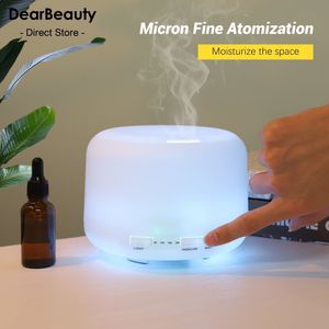 Umidificatori Diffusore di aromi elettrici Umidificatore d'aria domestico da 500 ml Umidificatore a ultrasuoni Cool Mist Maker Fogger Diffusore di oli essenziali a luce LED 230427