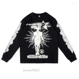 メンズTシャツHellstar Studios Victory Thermal Lengeve Shirt Men Women 1：1 Quality Limited Edition TOP TEES 2435 5527