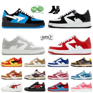 Og Low a Bathing Ape Bapesk8 Staskor Designer Women Mens Panda Trainers Black Blue Patent Leather White Green Pink Foam Shark Color Camo Combo Platform Sneakers