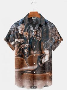 Camisas casuais masculinas Luxo masculino impressão 3D Hawaiian Manga curta camisa floral de grandes dimensões Dazn elegante padrão de cabeça elegante