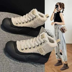 Women's Boots Winter Warm Lamb Wool High-top Vulcanized Shoes Round Toe Soft Sole Fashion Women's Shoes Comfortable Work Shoes