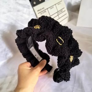 Французская волна складная повязка на голову женская дизайнерская новая черная повязка на голову винтажный роскошный подарок аксессуары для волос осень-зима модная утолщенная повязка на голову