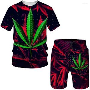 Tracki męskie Summer 3D Plant Trujące drukarki Mężczyźni T-shirt Kosztle Zestaw Mężczyzna Sportswear Hip Hop Suit Odzież z krótkim rękawem