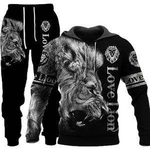 Män och kvinnor 3D -tryckt skog Tiger Style Casual Clothing Wolf Fashion Sweatshirt Hoodies and Trousers tränar 009