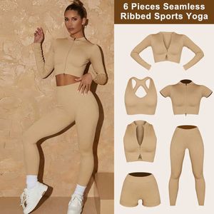 Yoga outfit Sport Gym Pants Set Women Outfit Yoga Leggings Shorts Fitness Bra Top Sportswear Push Up Seamless Tights Workout Suit for Female P230504