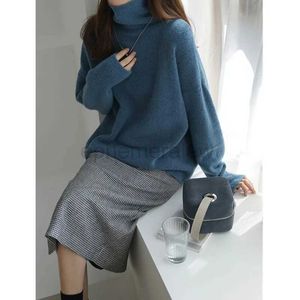 Women's Sweaters Cashmere sweater women's Pullover high neck thickened solid sweater 22 autumn winter new loose knit zln231127
