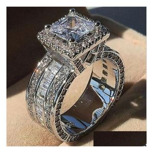 Rings Choucong Unique Luxury Jewelry 925 Sterling Sier Gold Fill Princess Cut Whie Topaz Cz Diamond Party Eternity Women Band Ring Dr Dhaqy