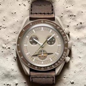 Bioceramiczna planeta księżyc męskie zegarki jakość w pełni funkcjonalny zegarek z chronografem misja do rtęci 42mm nylonowe zegarki designerskie zegar kwarcowy