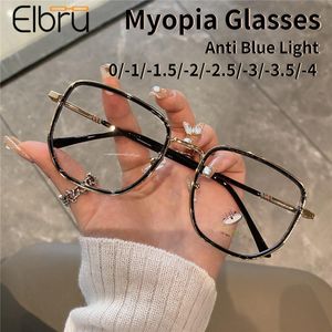 Sunglasses Frames Elbru Kacamata Miopia Persegi Pria dan Wanita Minus Optik Ukuran Besar dengan Resep Sinar Biru Rabun Jauh 0 0 5 1 1 25 6 230427