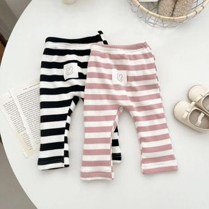 Trousers Autumn Winter Baby Girls Fleece Leggings Born Plus Velvet Striped Pp Pants Cotton Toddler Kids Boys Casual