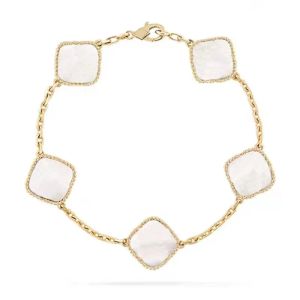 Fashion Classic 4/Four Leaf Clover Charm Bracelets 18k Shell Mother-of-Pearl Brand designer Bangle Chain for women party birthday gift jewelry