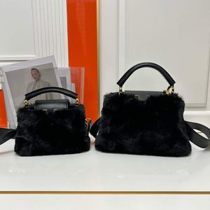 Women's Designer Tote Bag 2 sizes Fashion Mink Fur Luxury Tote Flip Cross Purse Women's Winter clutch Bag handbag M22387 Wholesale