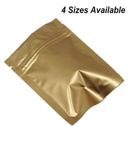 100 st multisizes Matte Gold Reclosable Foil Aluminium dragkedja lås förpackningspåse för kaffe te pulver mylar väskor mylar folie airt8100677