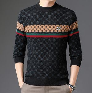 Marka 2023 Autumn High End Mens Knit Sweter Tops Designer klasyczny swobodny wełna moda miękka ciepła zimowa odzież