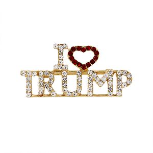 TRUMP Broschen Kristall Strass Design Buchstaben Broschen Rotes Herz Worte Damen Pin Frauen Mädchen Mantel Kleid Schmuck