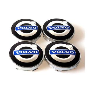 أغطية العجلات 4pcs/مجموعة 60 مم سبيكة Voo Center Center Hub Er Car Emblem Badge Blue C30 C70 S40 V50 S60 V60 V70 S80 تسليم السيارات OTK30