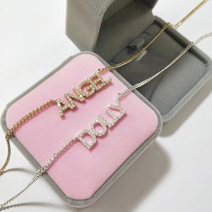 Colares com pingente DODOAI 9mm letras nome personalizado colares de diamante com letras números colar de cristal personalizado pingente para mulheres 231127