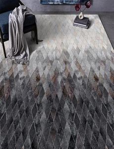 Mattor Designer Light Luxury Black and White Grey Leather Print Rugs Nordic Modern Living Room Gradient Geometric Floor Mat8513587