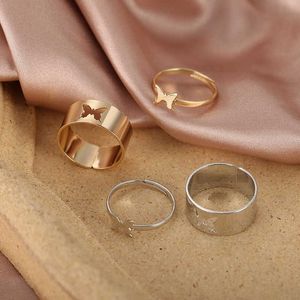 Bandringar vintage fjärilsringar för kvinnor män älskar par ring set bröllop engagemang justerbara fingerringar tjej fest smycken gåva AA230426