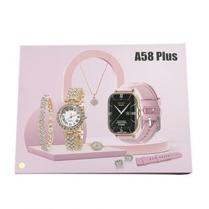 Beautifal Design A58 Plus Smart Watch 8 in 1 Gold Watch Luxury Gold Watch Box Box Tracker NFC Women Men Wains Smartwatch